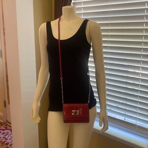 Brighton Red Faux Croc-Embossed wallet Crossbody Bag